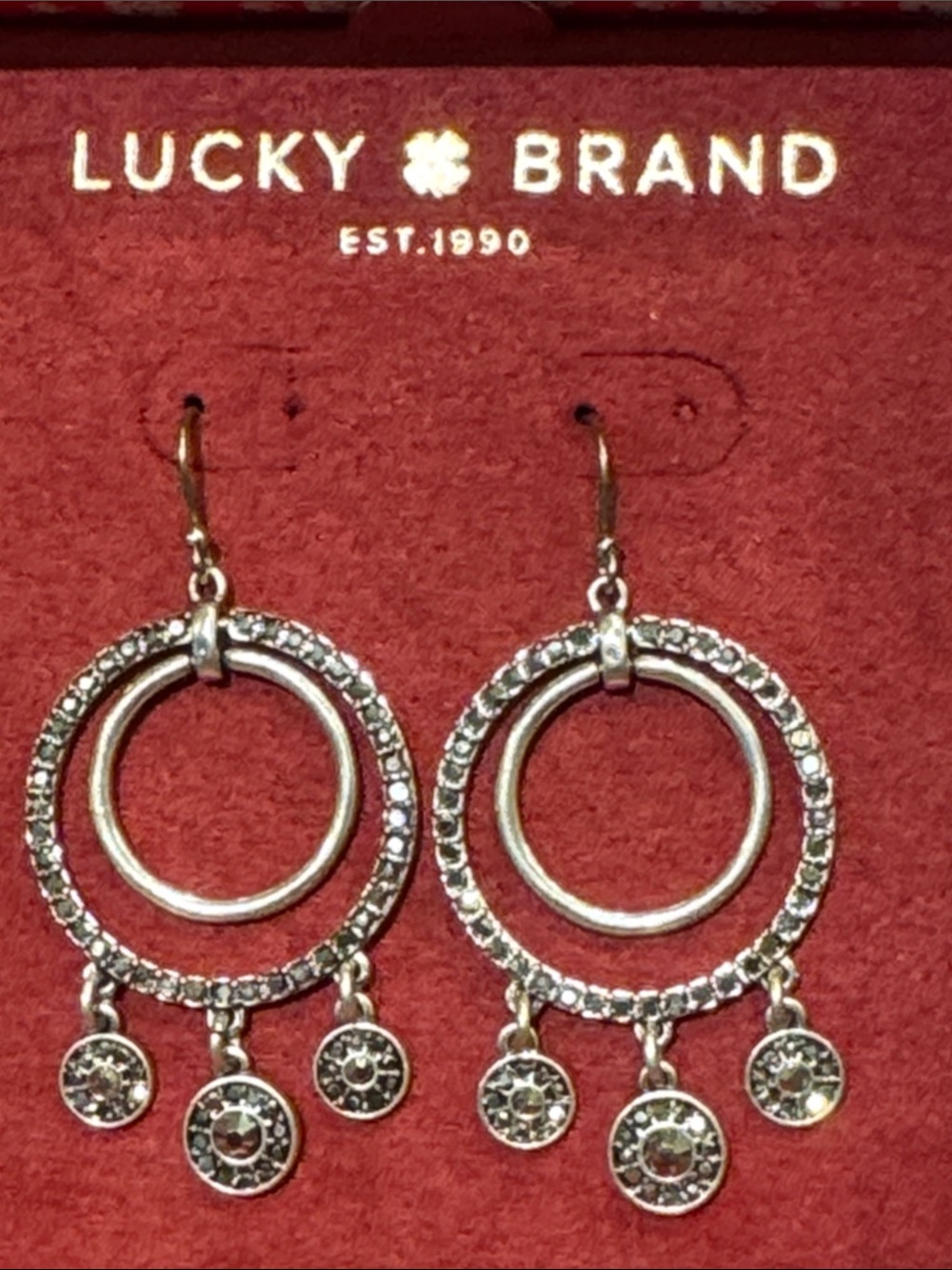 Lucky Brand Orbital earring with pave crystals NIB